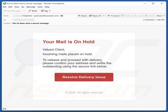 Your Mail Is On Hold Scam