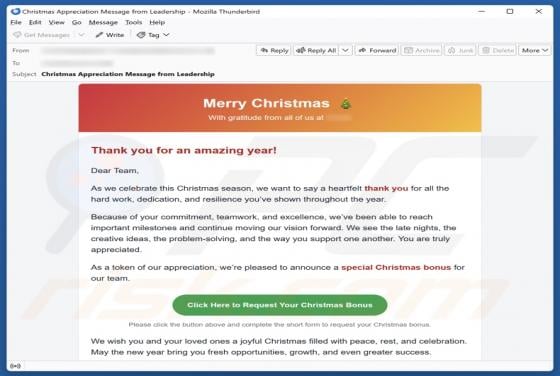 Special Christmas Bonus Email Scam