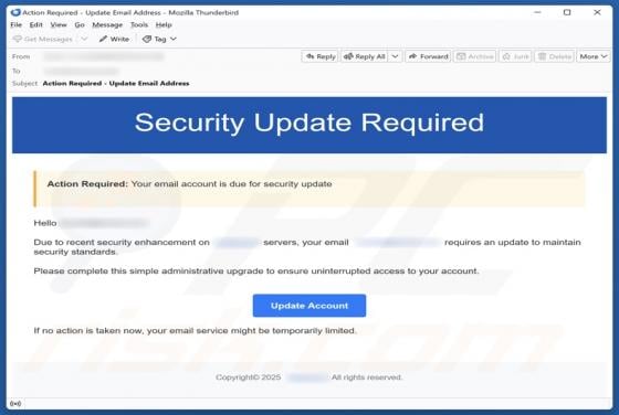 Security Update Required Email Scam