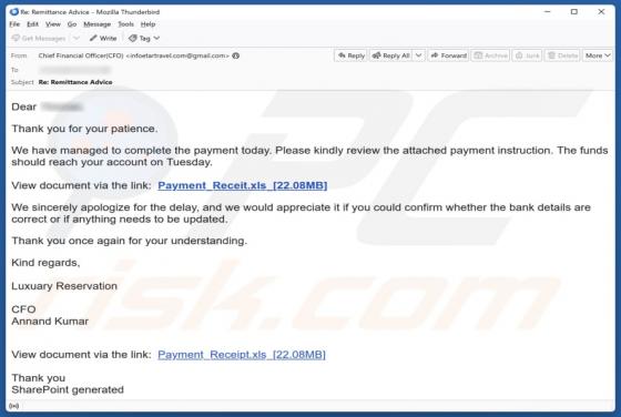 Completed Payment Email Scam