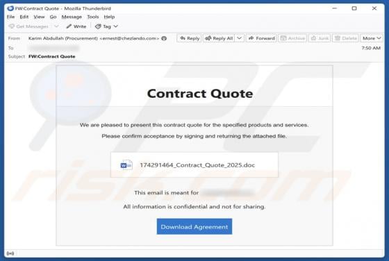 Contract Quote Email Scam