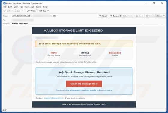 Mailbox Storage Limit Exceeded Email Scam