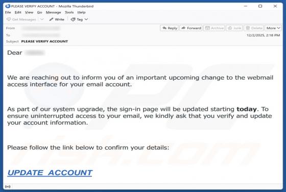 Change To The Webmail Access Interface Scam