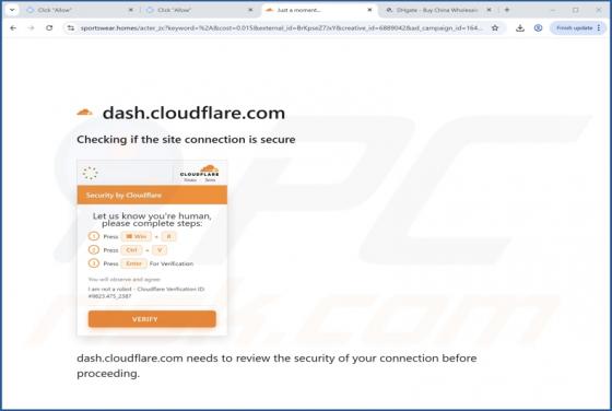 Cloudflare Checking If The Site Connection Is Secure POP-UP Scam