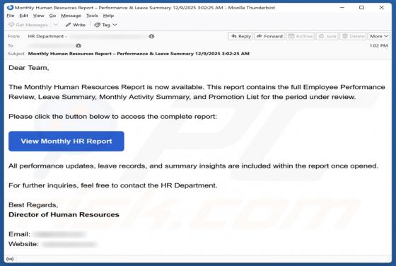 Human Resources Report Email Scam