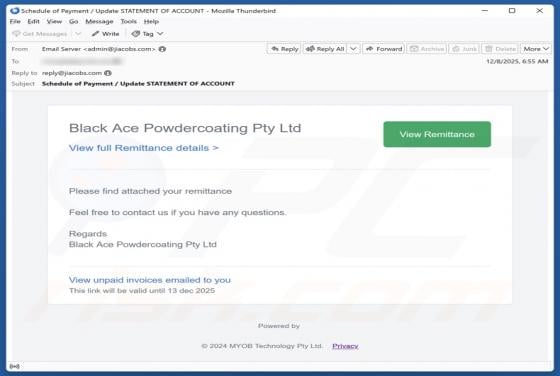 View Remittance Details Email Scam