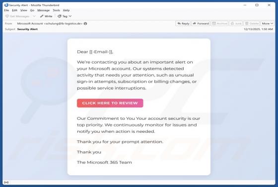 Important Alert On Your Microsoft Account Email Scam