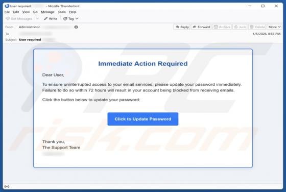 Immediate Action Required Email Scam