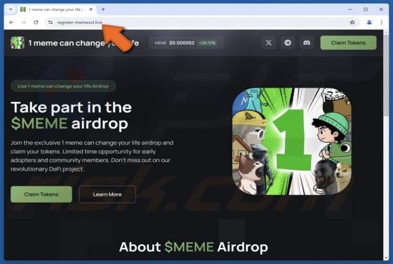 1 meme can change your life ($MEME) Airdrop Scam