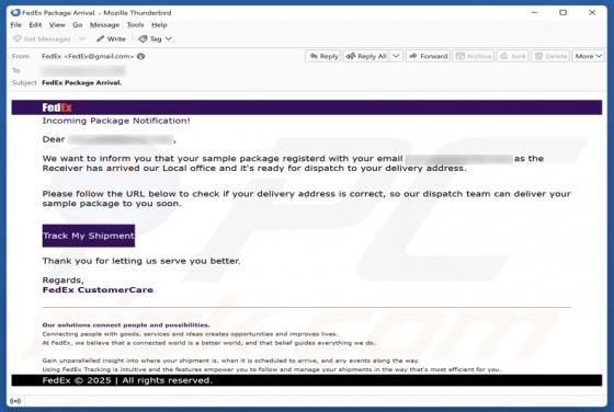 Fedex - Incoming Package Notification Email Scam
