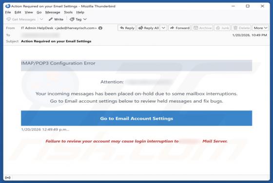IMAP/POP3 Configuration Error Email Scam