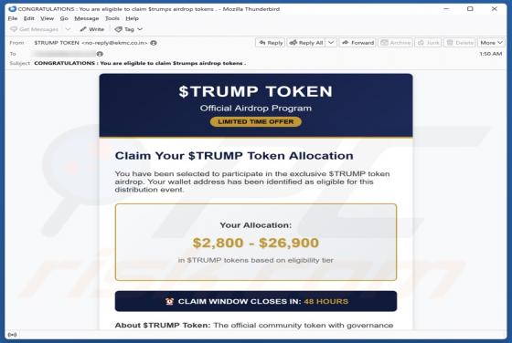 Trump Token Airdrop Email Scam