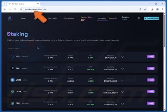 Fake Raydium Staking Website Scam