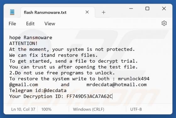 Hope (Flash) Ransomware