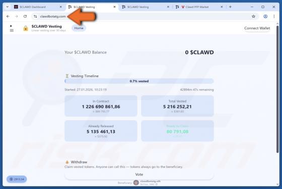 Clawdbot ($CLAWD) Scam Websites