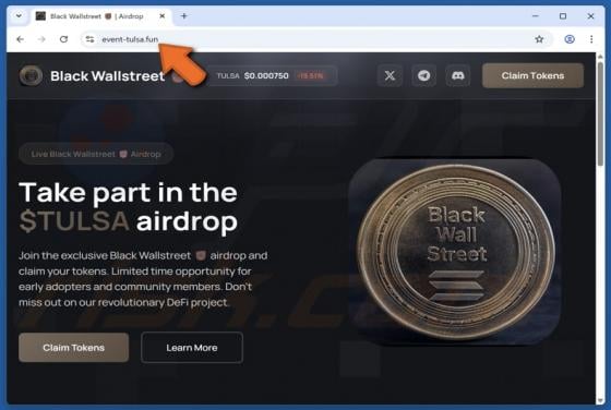 Black Wallstreet ($TULSA) Airdrop Scam