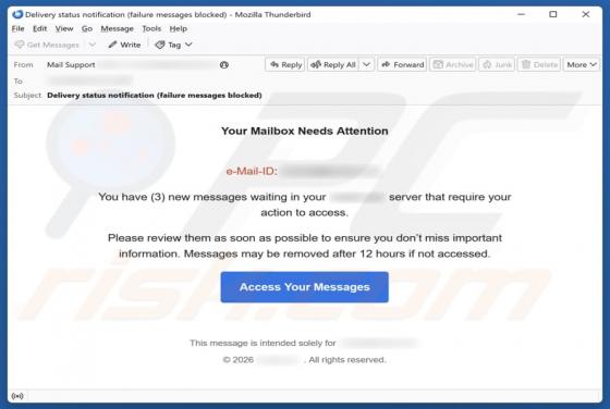 Your Mailbox Needs Attention Email Scam