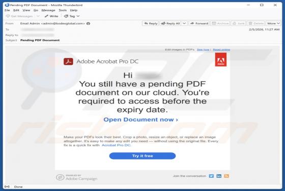 Adobe Acrobat - Pending PDF Document Email Scam