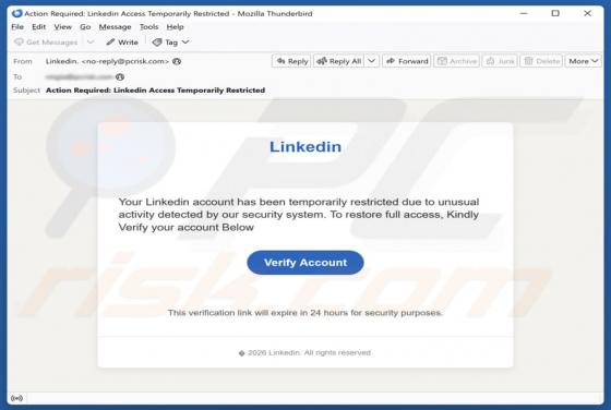 LinkedIn Account Has Been Temporarily Restricted Email Scam