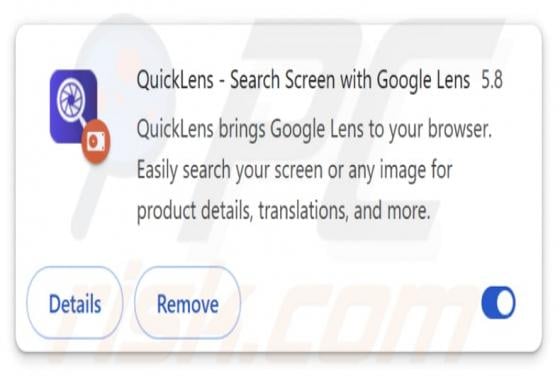QuickLens - Search Screen with Google Lens Malicious Extension