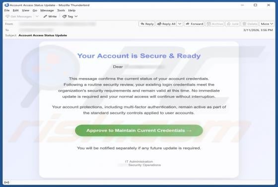 Your Account Is Secure & Ready Email Scam