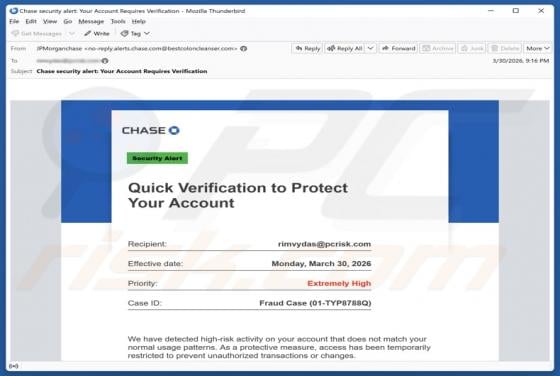 Chase - Verification To Protect Your Account Email Scam