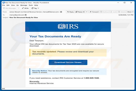 IRS Tax Documents Email Virus