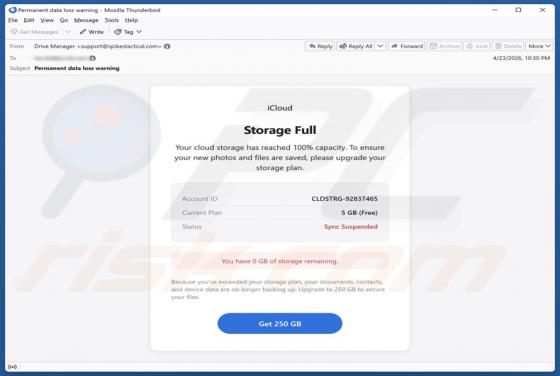 iCloud Storage Full Email Scam