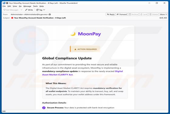 MoonPay Account Needs Verification Email Scam