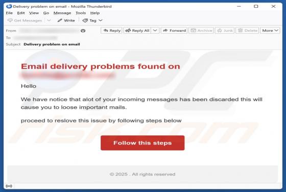 Email Delivery Problems Scam