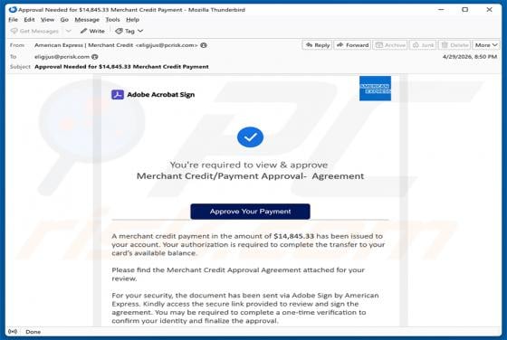 American Express - Merchant Credit/Payment Approval Email Scam