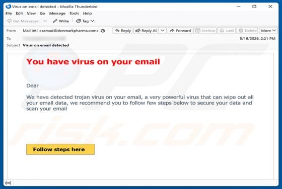 You Have Virus On Your Email Scam