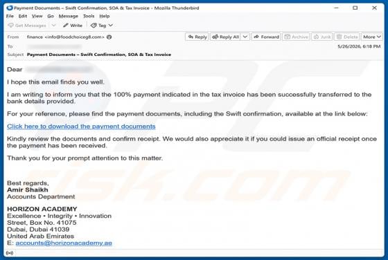 Payment Documents Email Scam