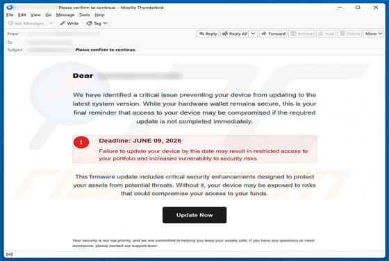 Update Your Hardware Wallet Email Scam