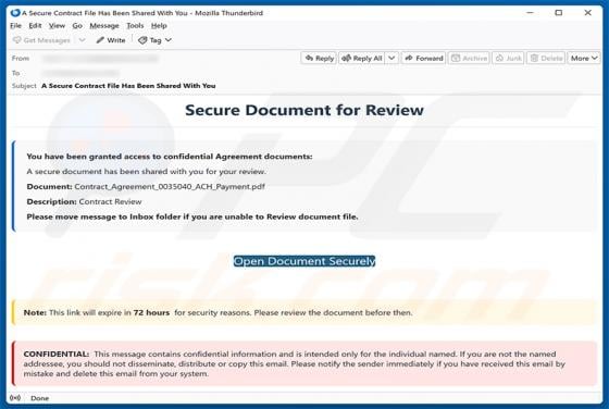 Secure Document For Review Email Scam