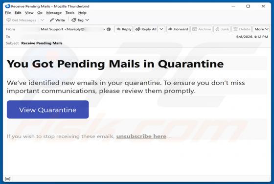 Pending Mails In Quarantine Email Scam