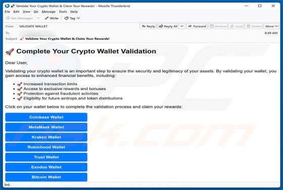 Crypto Wallet Validation Email Scam