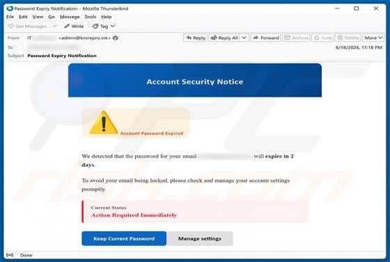 Account Security Notice Email Scam