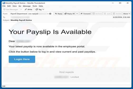Your Payslip Is Available Email Scam