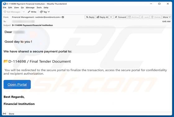 We Have Shared A Secure Payment Portal Email Scam