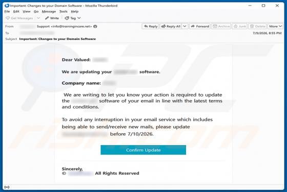 Email Software Update Scam