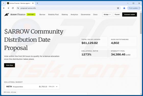 Arrow Finance ($ARROW) Vote Rewards Scam