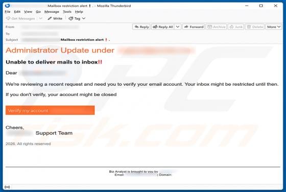 Administrator Update Email Scam