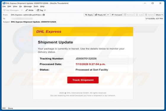 DHL Express Shipment Update Email Scam