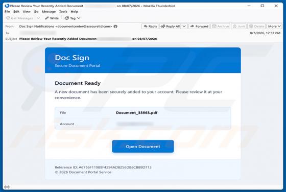 DocuSign - Document Added To Your Account Email Scam