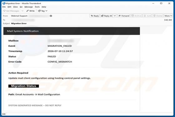 Mail Client Configuration Email Scam