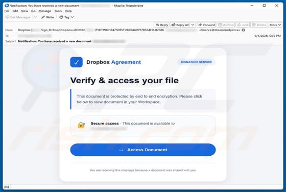 Dropbox - File Access And Verification Email Scam