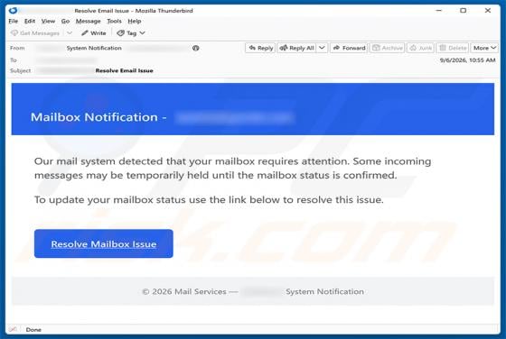 Update Your Mailbox Status Email Scam