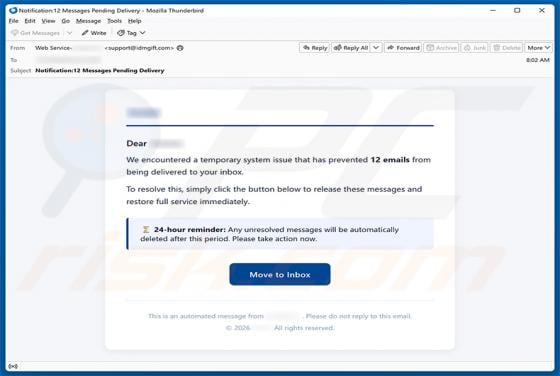Temporary System Issue Email Scam
