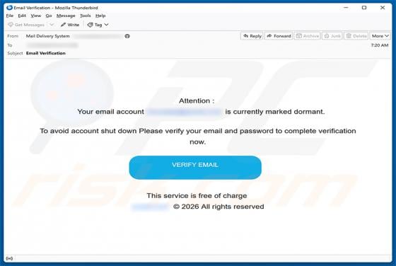 Email Account Is Marked Dormant Scam